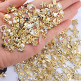 50 Stück Gold Nail Charms, estilos mixtos Glitzersteine ​​​​Nägel Perle Legierung Nagel Steine ​​​​Blume Schmetterling Strasssteine ​​​​Nägel Herz Stern Nagel Charms DIY Nail Art Zubehör Frauen Nägel Deko