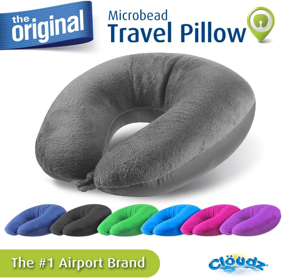 Almohada de viaje para el cuello Cloudz Microbead, gris Naty Shop Almohadas de viaje