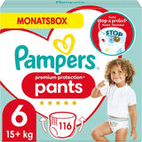 Pampers Premium Protection Pants talla 5, 144 pañales, 11 kg - 17 kg, con ajuste de 360° y puños suaves antifugas para una comodidad y protección óptimas