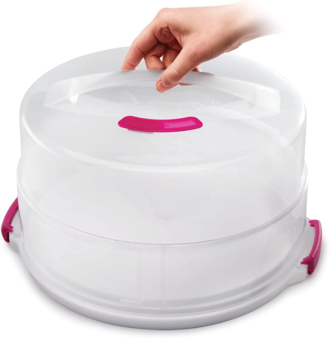 Recipiente para tartas Metaltex, regulable en altura, polipropileno, blanco/transparente, ⌀ 30 cm, regulable en altura 8 y 15 cm Cajas para guardar alimentos Naty Shop
