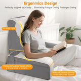 Almohada de lectura grande con soporte para el cuello y reposabrazos extraíbles, almohada de respaldo para cama, almohada de respaldo ergonómica con brazo, bolsillo y funda lavable para leer y ver televisión.