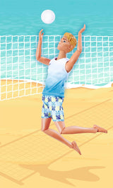 Steffi Love Beach Kevin, Kevin en bañador con camiseta y pelota de voleibol, totalmente móvil, muñeco de juego 30cm, a partir de 3 años, blanco Naty Shop Dolls
