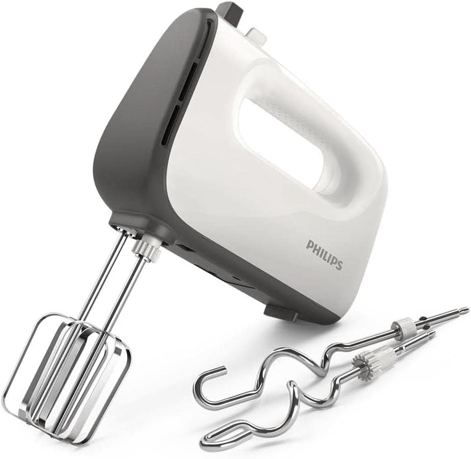 Philips Batidora de mano, 450 W, 5 Geschwindigkeiten plus Turbo, Weiß/Grau (HR3741/00) Cocina Naty Shop Batidora de mano