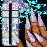 JMEOWIO Nail Glitter 12 Rejillas Sirena Nail Art Decoración Accesorios Diseño de Uñas