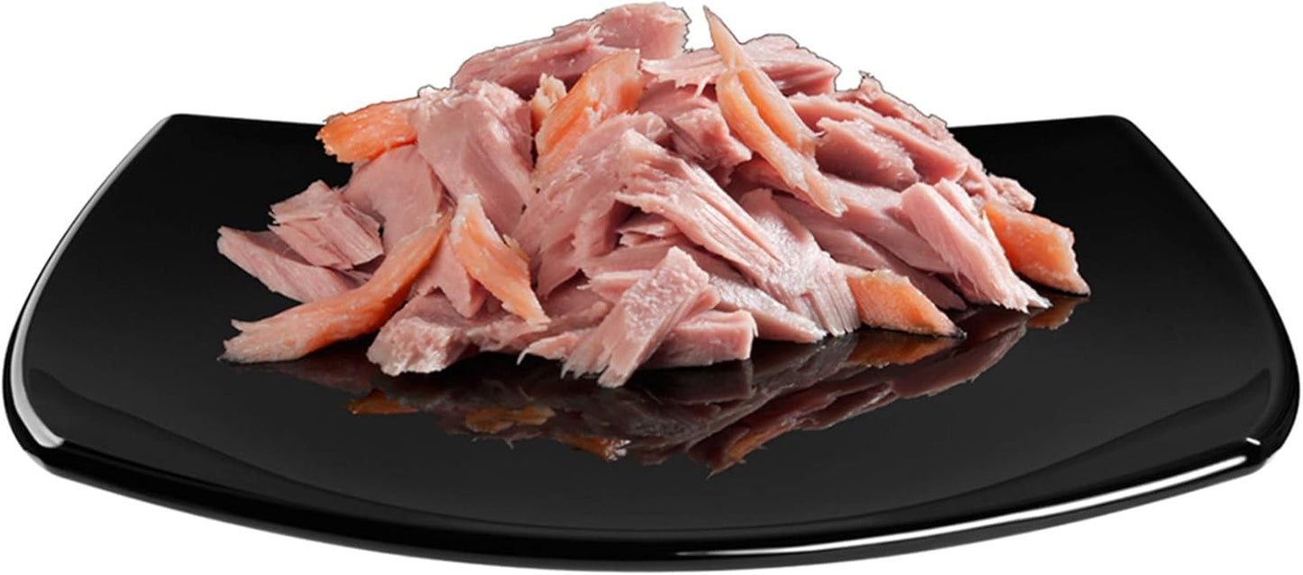 GimCat ShinyCat Fillet - Alimento para gatos adultos 100% filete - Sin azúcares añadidos, sin gluten - Atún con salmón - 1 lata (1 x 70 g)
