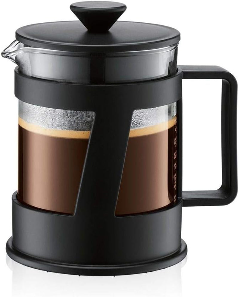 Cafetera Bodum CREMA (sistema French Press, filtro permanente de acero inoxidable, tapa de seguridad, 0,5 litros) negra