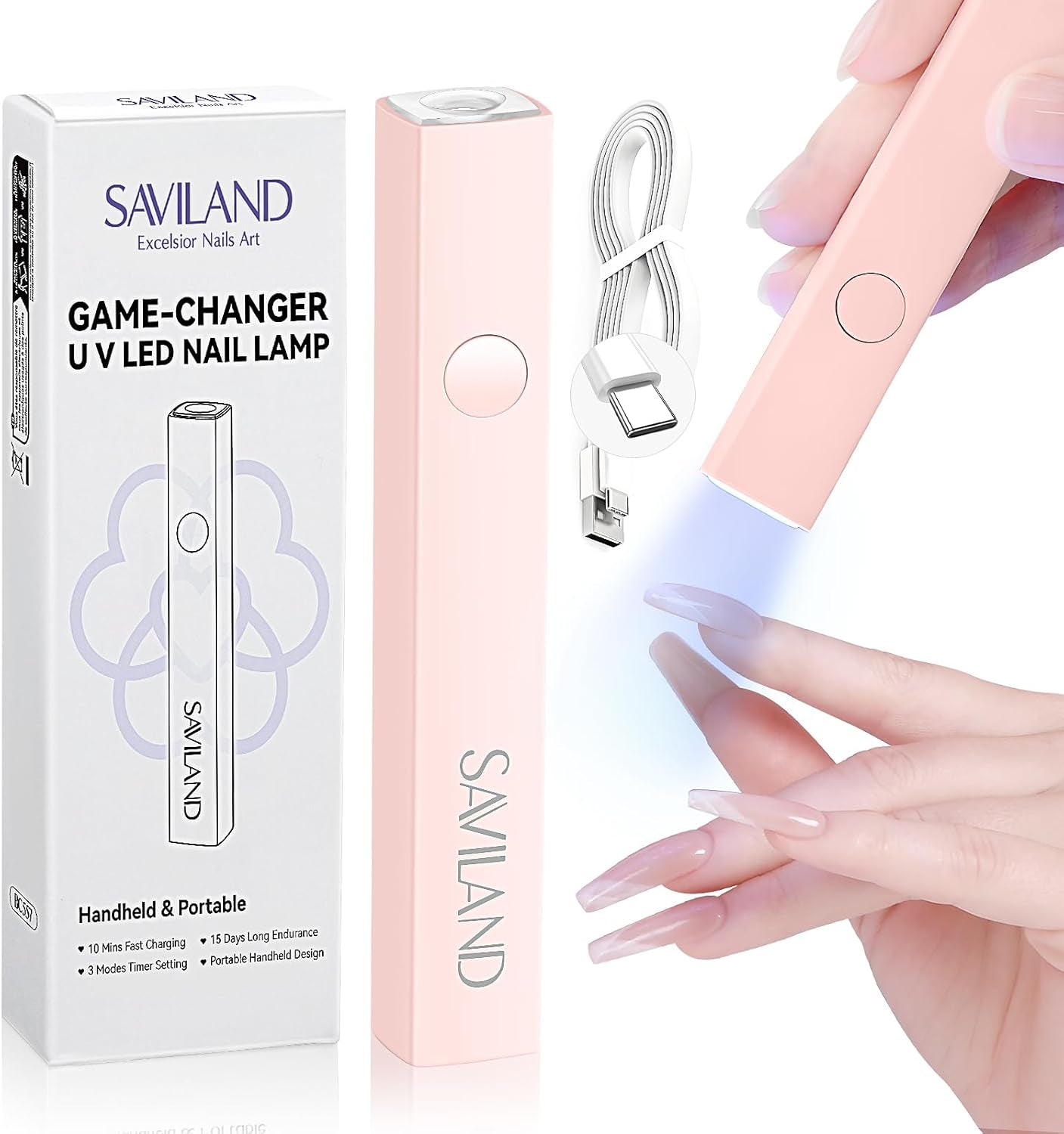 Saviland U V Lampe Für Gelnägel: Mini U V Lampe Für NägelSchützen Sie Die Haut Wiederaufladbar Klein LED Nagellack Trocknergerät Für Nagellack Aufbaugel Nail Tips Nagelkleber Geschenke para mujeres