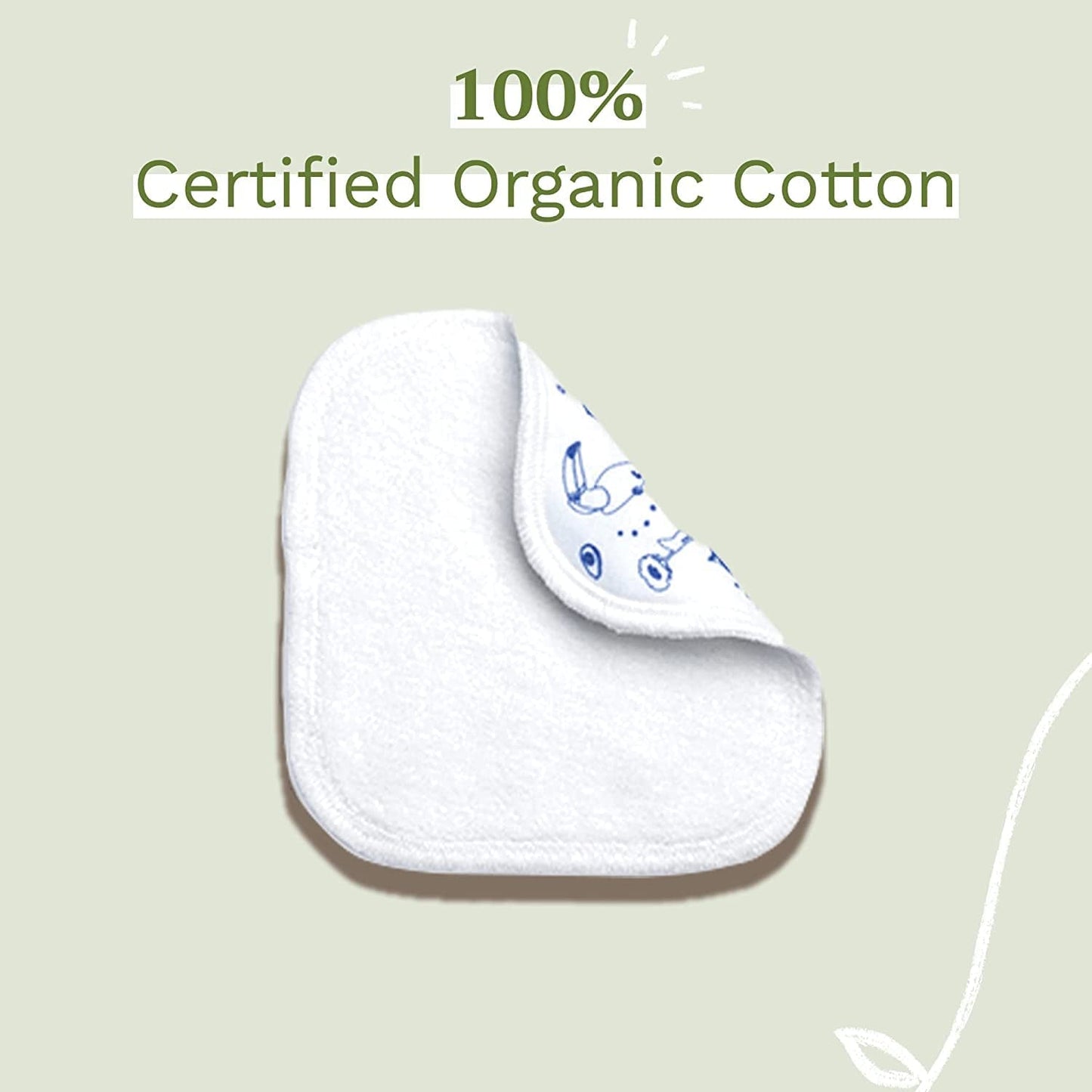 Pañales corporales y de maquillaje reutilizables 100% algodón GOTS para bebés y toda la familia: limpia la piel y absorbe la suciedad, adecuados para pieles sensibles (paquete de 6)