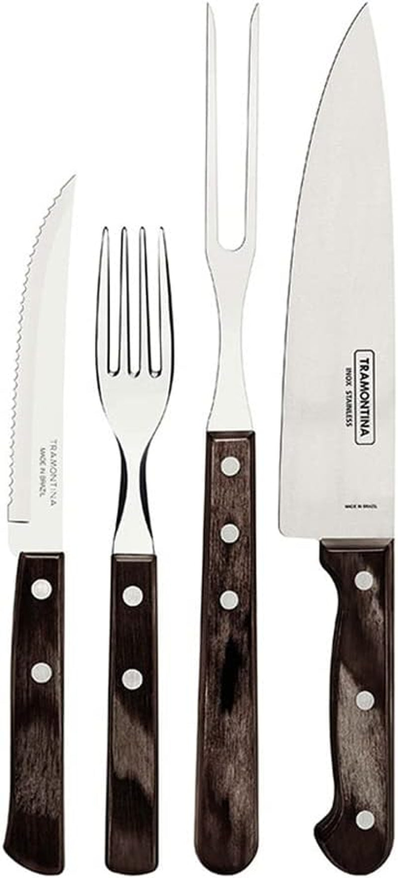 Juego de Cubiertos Grill Tramontina de Acero Inoxidable 14 Piezas Cubiertos para Carne Juego Grill Cocina Naty Shop