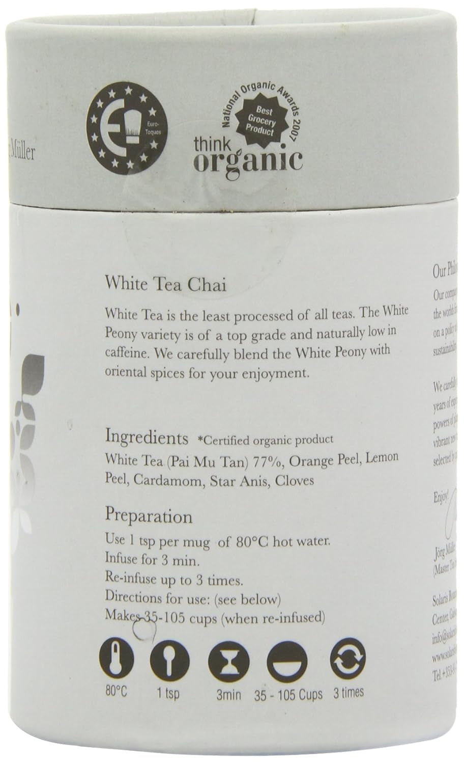 Solaris Té orgánico Chai té blanco 25 g