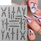 2PCS 5D En Relieve Gótico Punk Nagelsticker, Nagel Sticker Selbstklebend Kreuz Und X-Form Halloween Nagelaufkleber, Nageldesign Zubehör Für Damen Nail Art