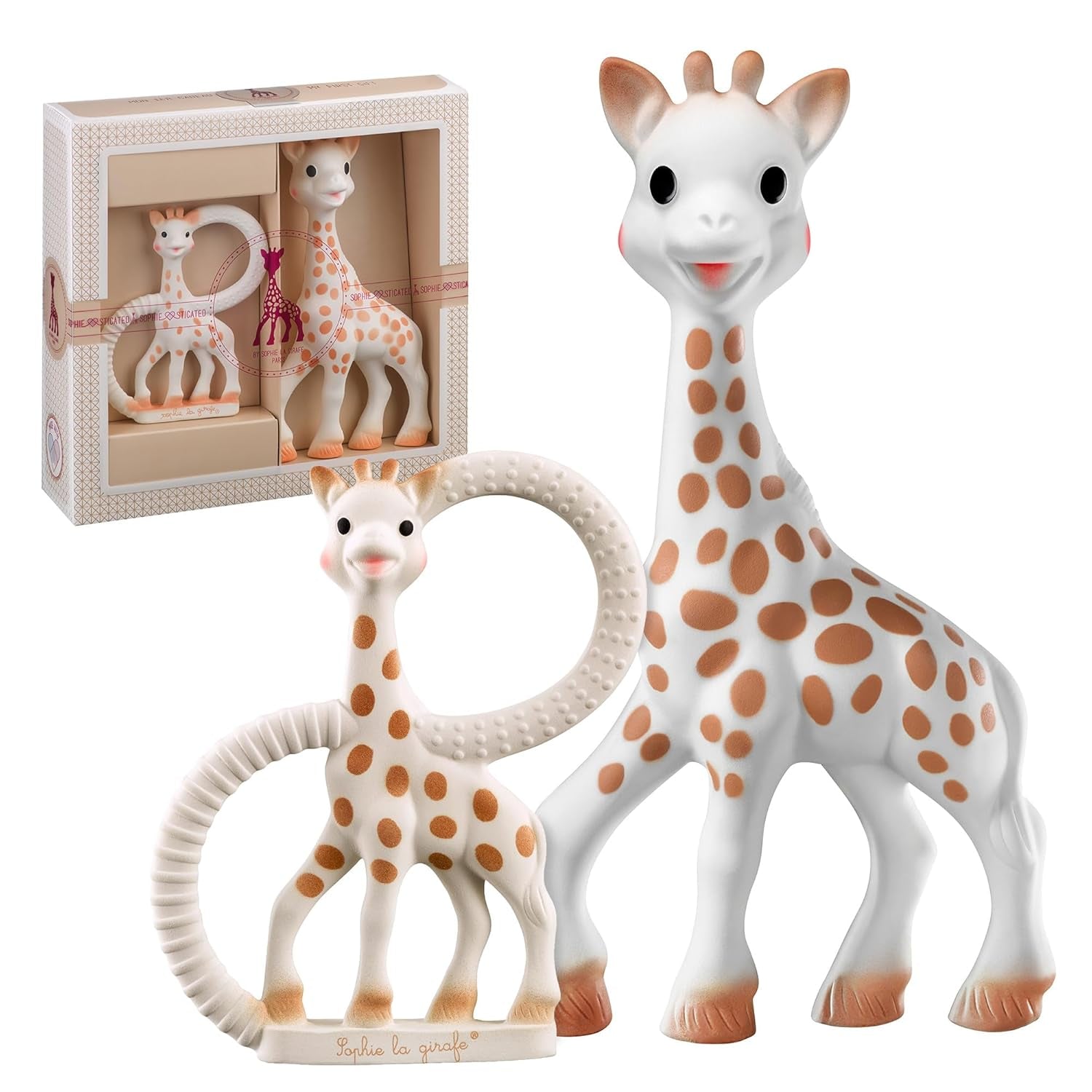 La Jirafa Sophie - Caja Regalo Bebé + Mordedor - Caucho 100% Natural - Set de Actividades para Bebé - Juguete de Aprendizaje Temprano