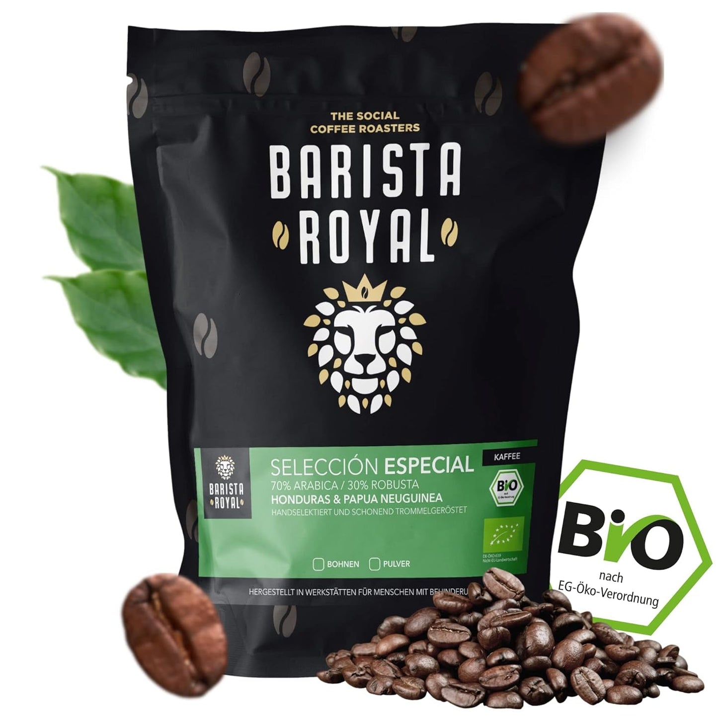 BARISTA ROYAL Bio Kaffeebohnen 1kg "Selección Especial" | Frische Kaffeebohnen directamente recibido | 70% Arábica, 30% Robusta Café ganze Bohnen | Ideal para máquinas totalmente automáticas y de filtrado.