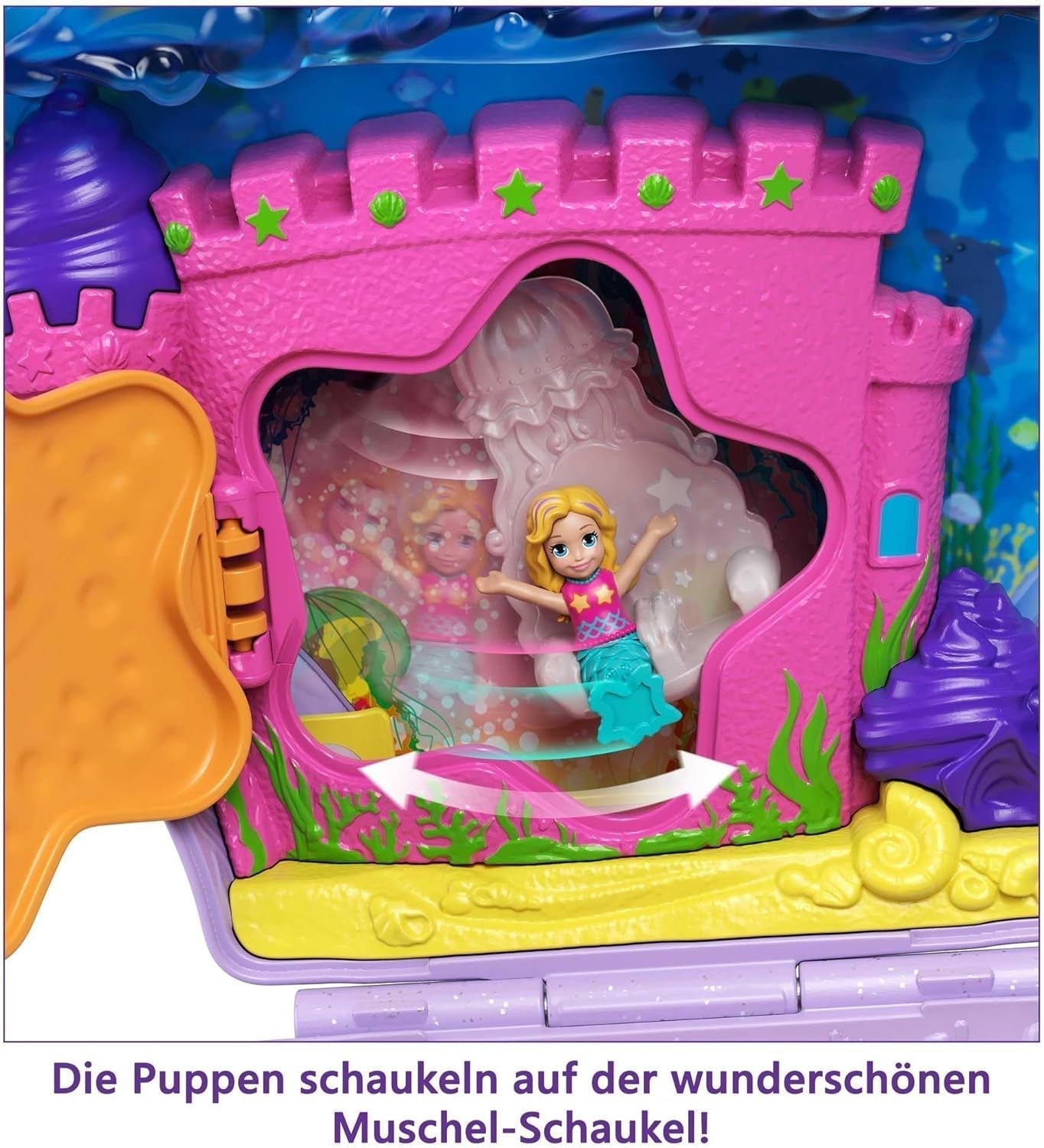 Polly Pocket Ataúd Wrap Around Shell Bag Bajo el Agua 2 Muñecas 1 Submarino Juguete Polly Pocket Sirena Juguete 4 años GNH11 Naty Shop Muñecas