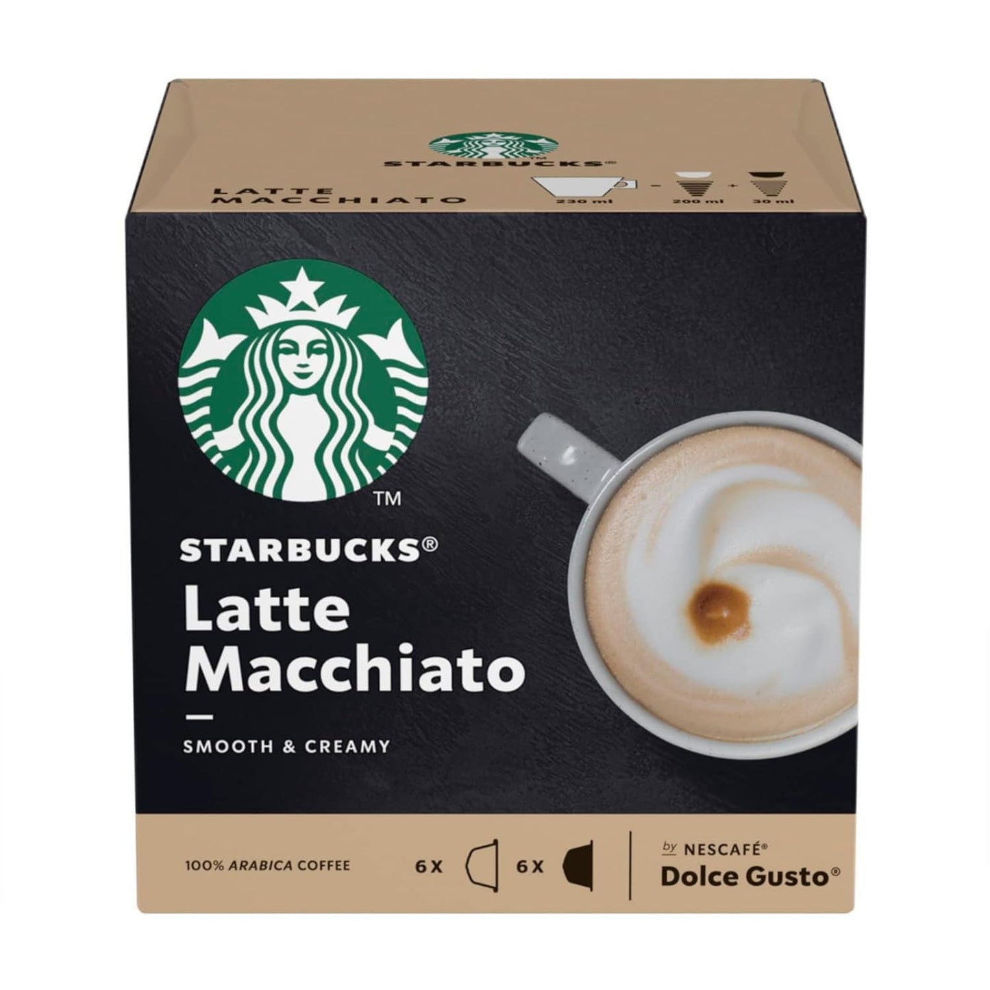 STARBUCKS Probierset, paquete variado de tazas blancas de Nescafé Dolce Gusto Kaffeekapseln y Vanilla Macchiato de Nescafé Dolce Gusto Kaffeekapseln 6 x 12 (72 cápsulas, 36 porciones)