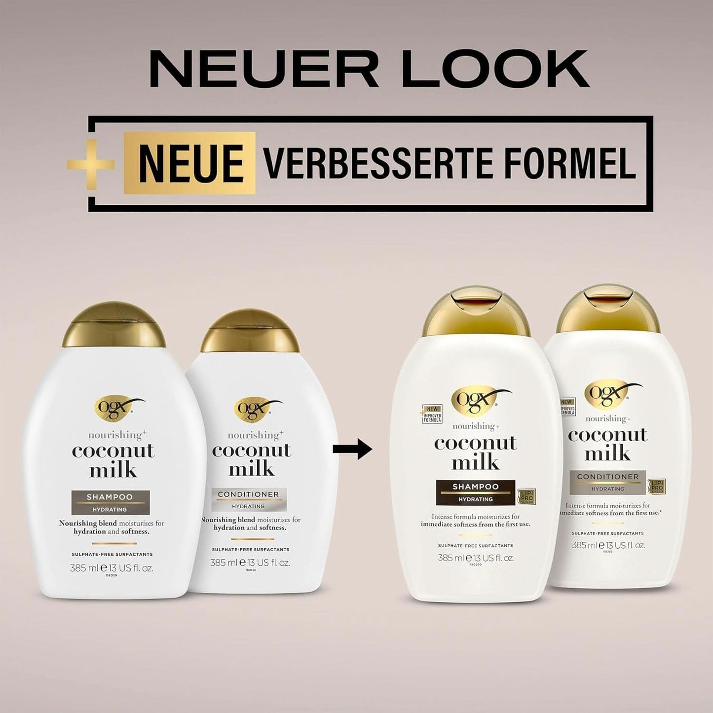 Champú con leche de coco OGX (385 ml), efecto hidratante Ducha y baño Naty Shop