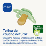 Chupete MAM de caucho natural, 2-6 meses, con tetina simétrica, plano y flexible, con caja autoesterilizable, neutro mate, 2 piezas
