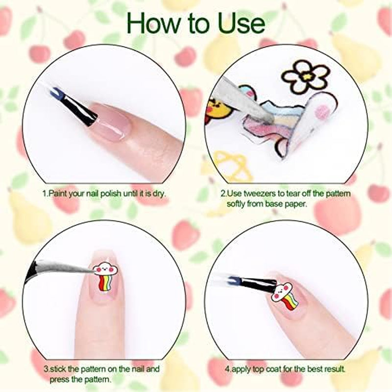 Lindas pegatinas de uñas para niños 20 hojas 3D pegatinas de uñas que brillan en la oscuridad flores coloridas decoraciones de uñas pegatinas autoadhesivas accesorios de decoración DIY