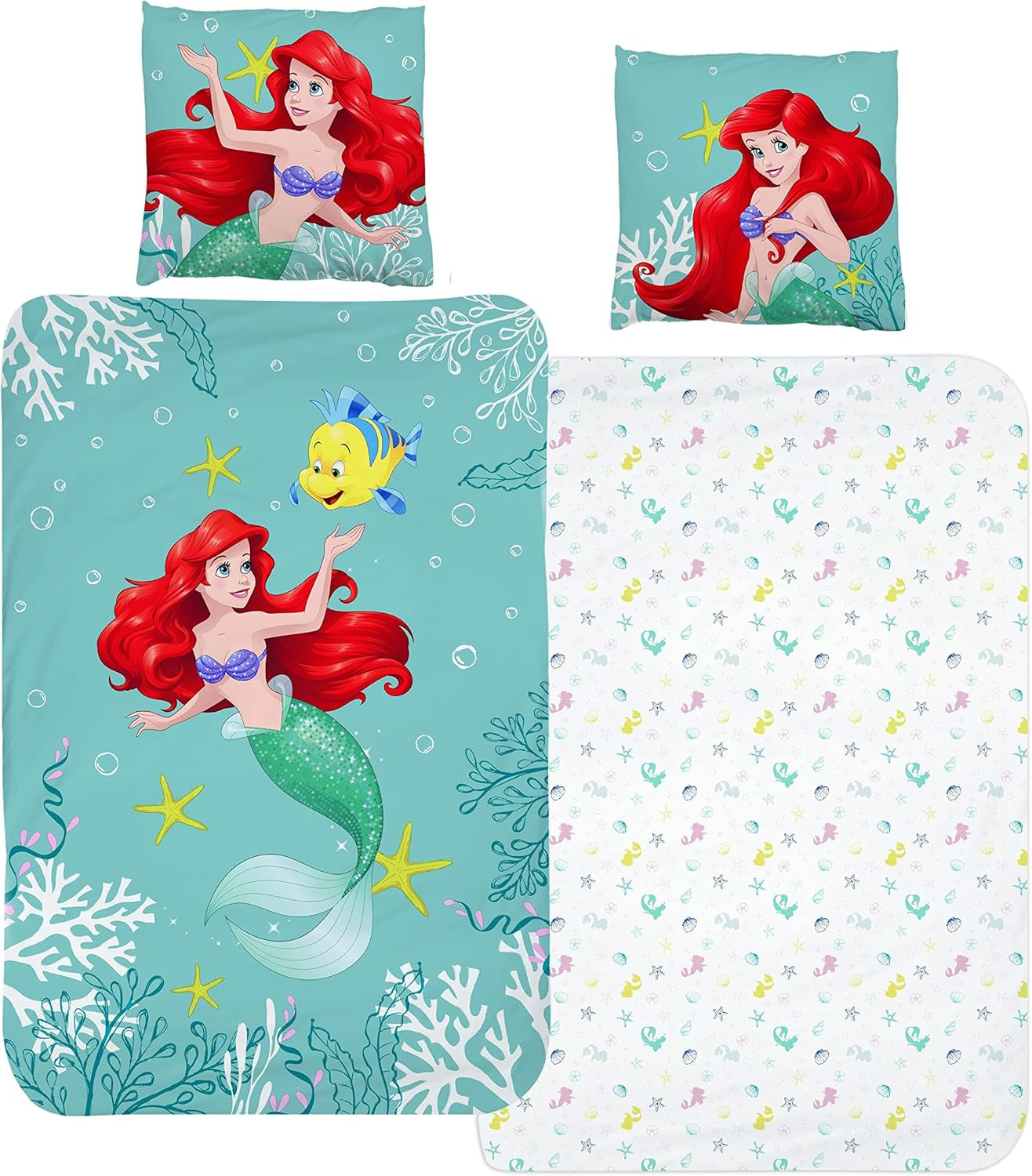 Arielle Meerjungfrau Bettbezug 135X200 80X80 Baumwolle · Kinderbettwäsche Für Mädchen Disney Prinzessin Mermaid · 2 Teilig Naty Shop Título predeterminado