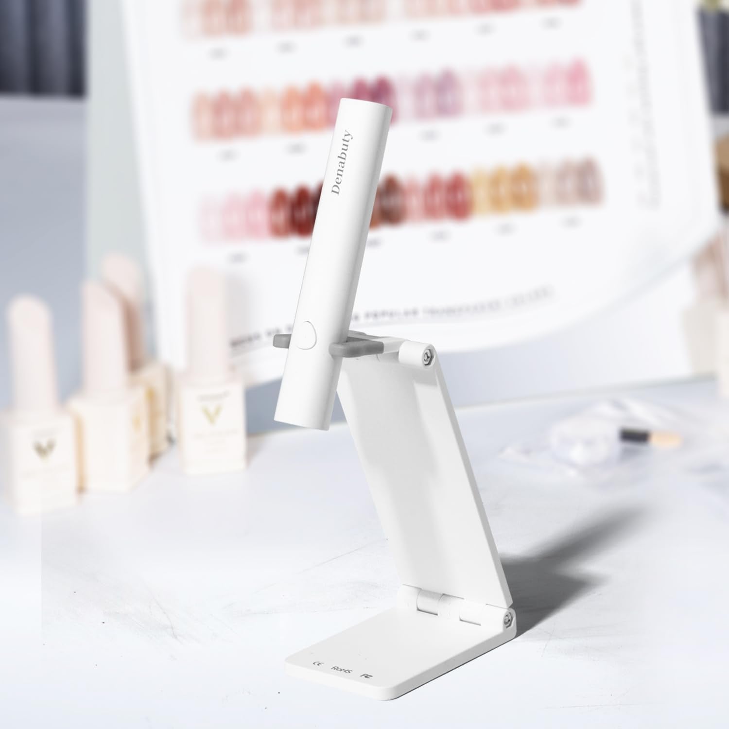 Denabuty Lámpara UV para Esmalte de Uñas de Gel, Mini Lámpara LED U V para Reemplazo de Uñas con Soporte Tragbare Pequeña Lámpara de Uñas UV para Esmalte de Uñas de Gel, para Aushärten Von Nagelkleber y Nail Tips Blanco