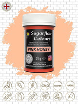 Pasta colorante alimentaria Sugarflair Pastel Pink Honey - Altamente concentrada para usar con crema de mantequilla, pasta de azúcar, glaseado real o mezclas para pasteles, colorante alimentario vibrante - 25 g