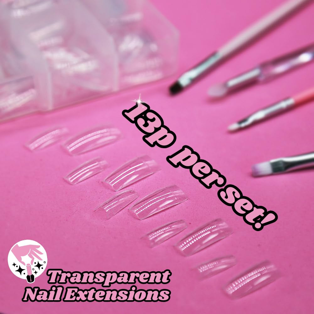 TRIXES 500 puntas de uñas de gel para uñas francesas, puntas acrílicas transparentes para manicura DIY, 10 diseños diferentes