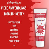 Dekozauber 24 Colorante alimentario rojo, gel, 30 g, vegano, sin azúcar, altamente concentrado, colorante alimentario rojo para fondant, crema de mantequilla, bebidas y más