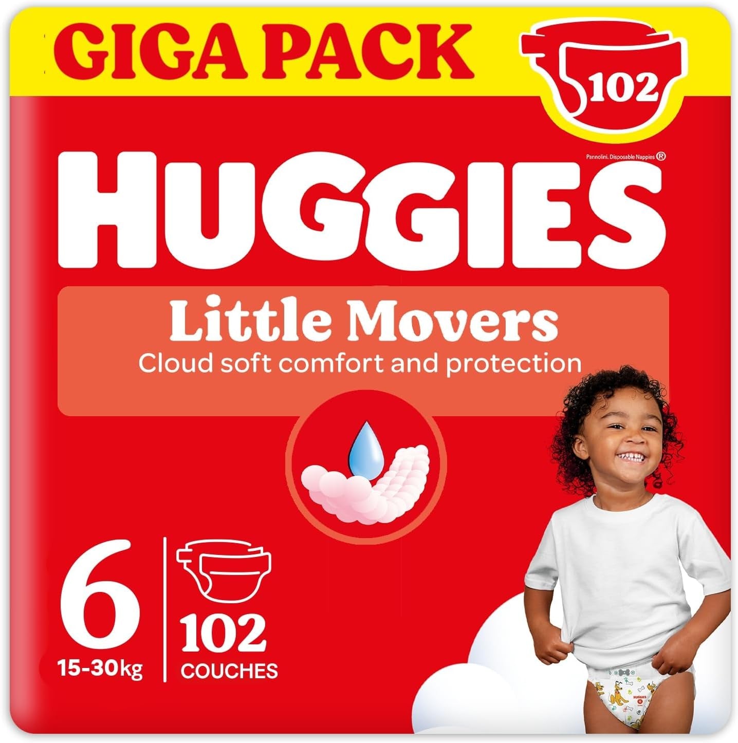 Pañales para bebé Huggies Little Movers, diseño de Disney, tamaño 6, 102 unidades (3 x 34), caja mensual