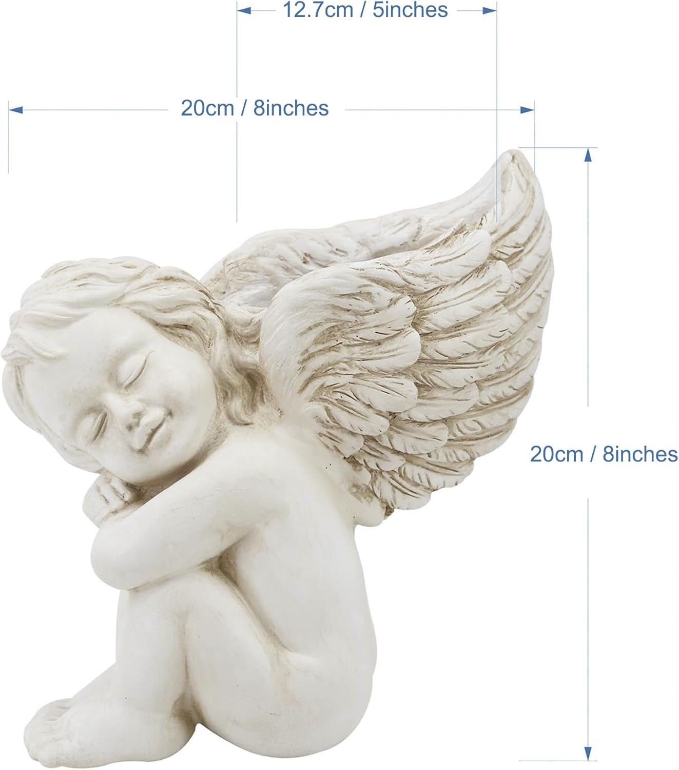 Maceta montada en pared y superficie plana, 20 cm de altura, cabeza de ángel, soporte de pared para flores, florero, cara de muñeca, maceta de resina, mesa, macetas