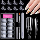Juego de formas de uñas de 120 piezas, extensiones de uñas, formas de uñas de gel, juego de formas de uñas con cepillo de doble cabeza y lima de uñas con clips, para uñas de gel