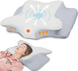 NVKHG Almohada De Espuma Viscoelástica Almohada Ergonómica para El Cuello Almohada para La Cabeza, Almohada De Espuma Viscoelástica Almohada para La Cabeza para Dormir De Lado, Boca Arriba Y Boca Abajo para Mejorar La Calidad del Sueño, 60X41X13/11Cm Almohadas Ortopédicas Cervicales Naty Shop Gris Blanco