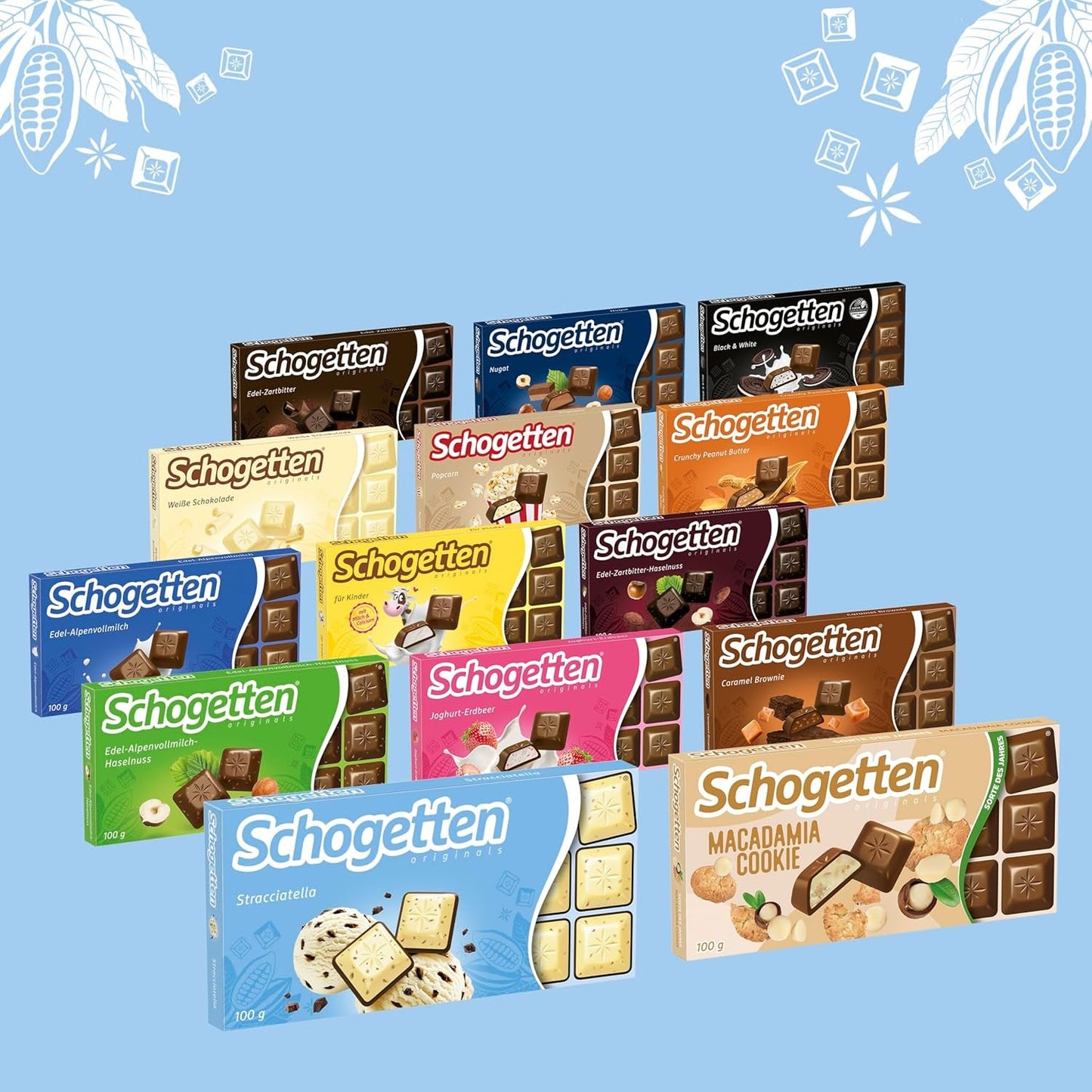 Schogetten Stracciatella barra de chocolate 100g, en porciones individuales. Una delicia. Pieza por pieza.