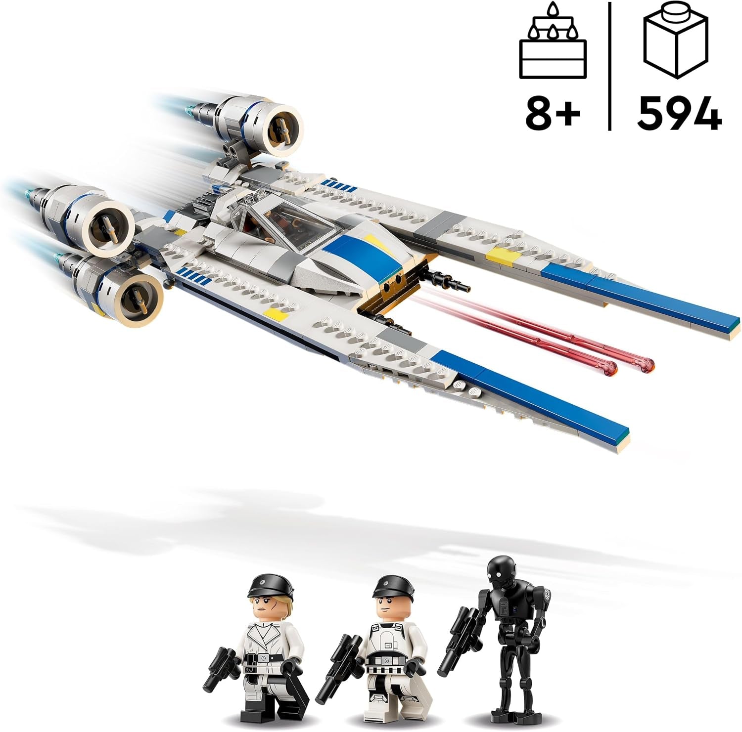 LEGO Star Wars 75399 Rebel U-Wing Starfighter - Juguete con función de ala oscilante y 3 minifiguras, incluidas Cassian Andor y la figura del droide K-2SO - Regalo para niños mayores de 8 años y fanáticos de Andor, temporada 2 Juegos de construcción Beuche den LEGO-Store