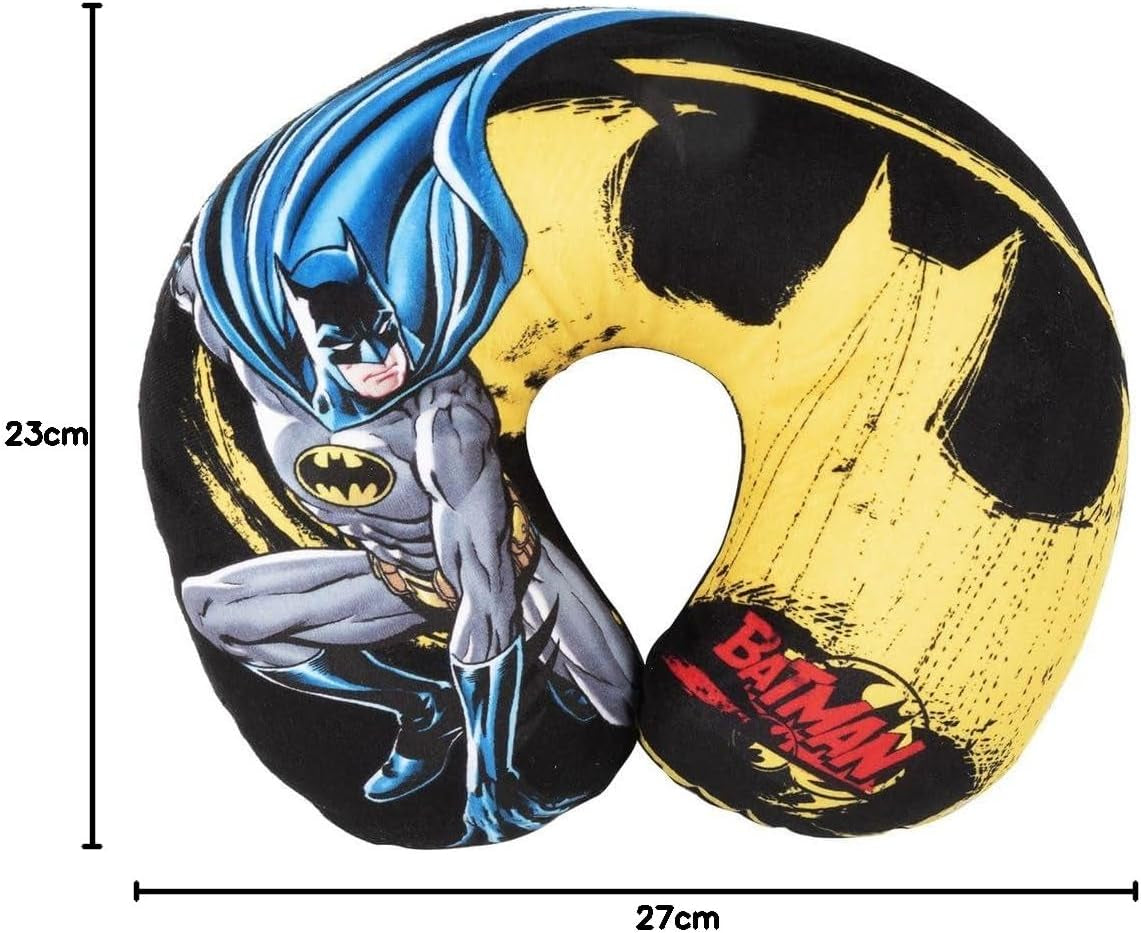 DC Comics Cojín Cervical Suave para Viaje en Coche Batman, Seguridad Infantil, Confort, Superhéroe, Hombre Murciélago, Cuscino Da Viaggio Auto, Azul Claro, Talla única, Almohadas de Viaje Naty Shop