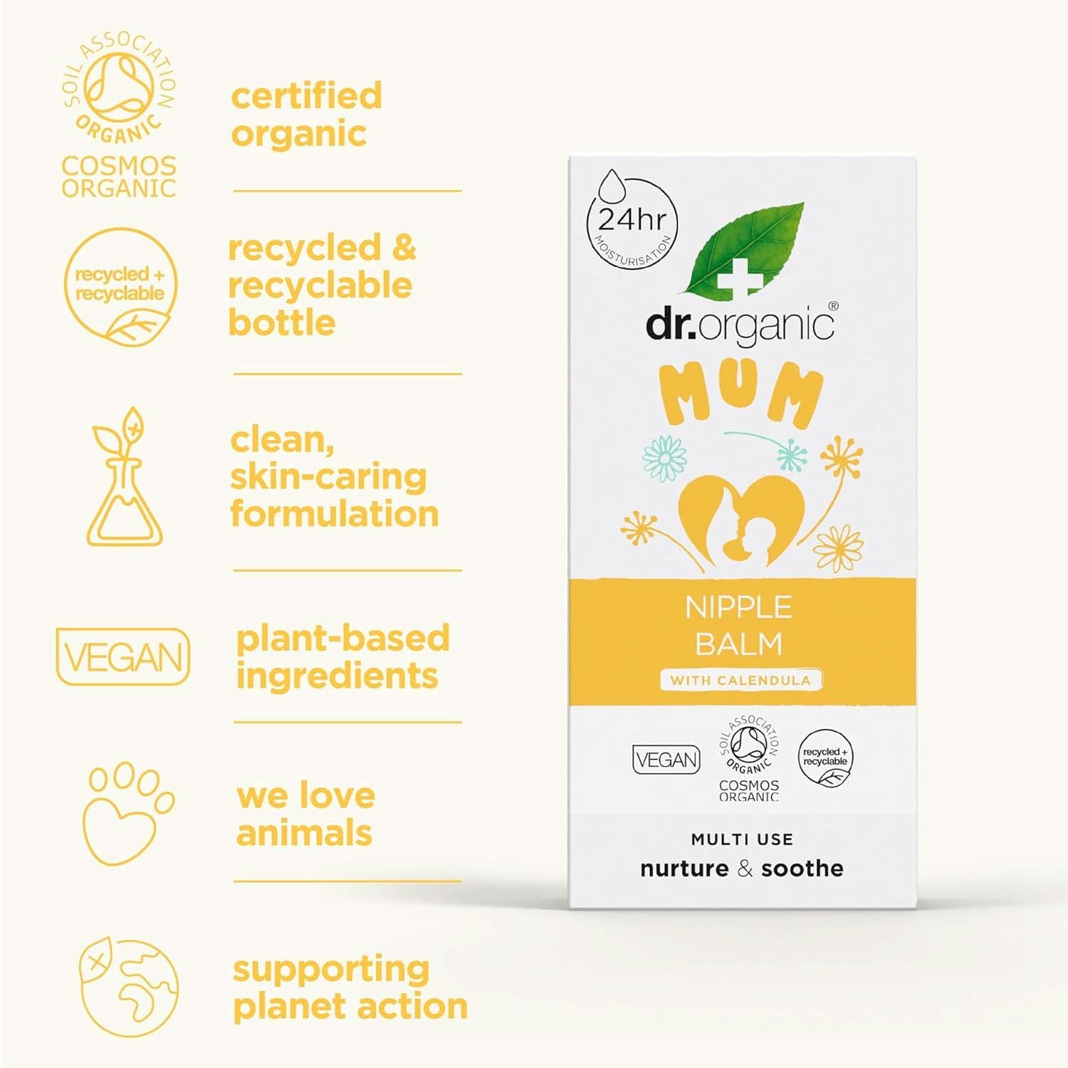 Dr Organic Bálsamo para Pezones con Caléndula, Lanolina, Alivio Natural, Para heridas y pezones agrietados, 30 ml Accesorios Alimentación y Lactancia Bebe Naty Shop