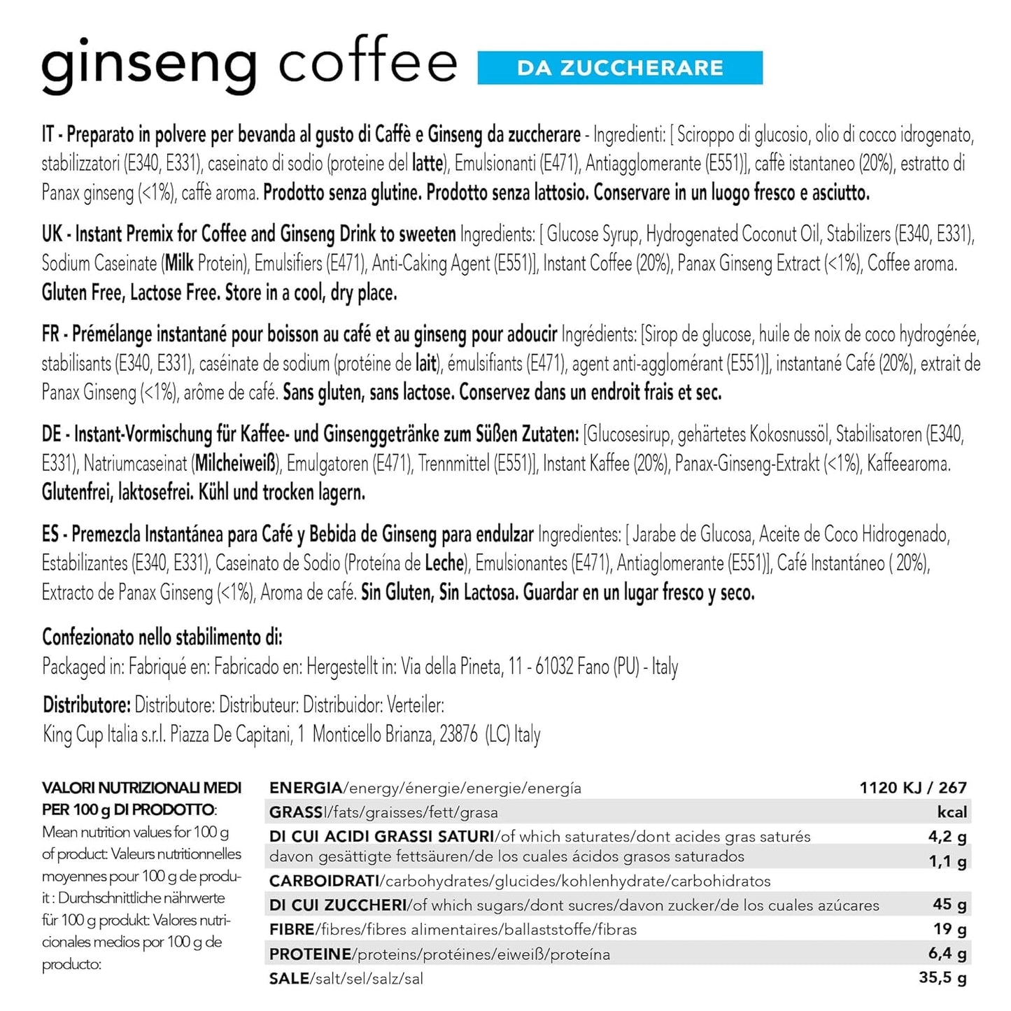 - 5 paquetes con 10 cápsulas de ginseng sin azúcar, 50 cápsulas 100% compatibles con la bebida Nespresso-System von Ginseng, sin gluten y sin lactose