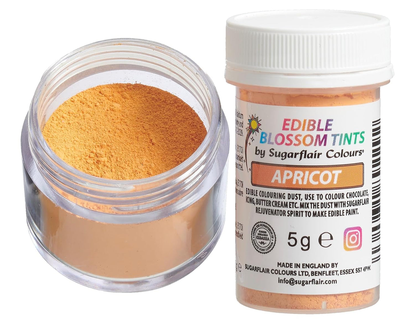 Sugarflair Blossom Tint Dust Colorante alimentario en polvo de albaricoque - Colorante alimentario en polvo para decoración de pasteles, pasta de azúcar, fondant, glaseado, chocolate, crema de mantequilla, macarrones y más - 5G
