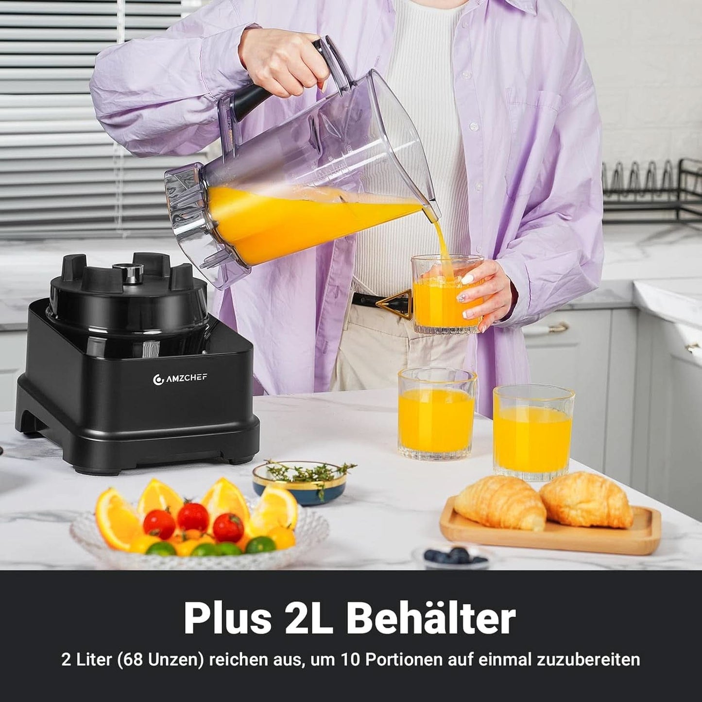 Batidora AMZCHEF, 8 menús inteligentes y 10 velocidades, Pantalla táctil LCD Cocina Naty Shop