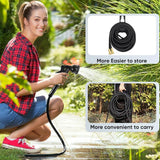 Manguera de jardín extensible flexible de 15 m, manguera de agua flexible con 8 funciones de pulverización, manguera de jardín flexible de 1/2 pulgada a 3/4 pulgada, para riego de jardín, lavado de autos, lavado y riego
