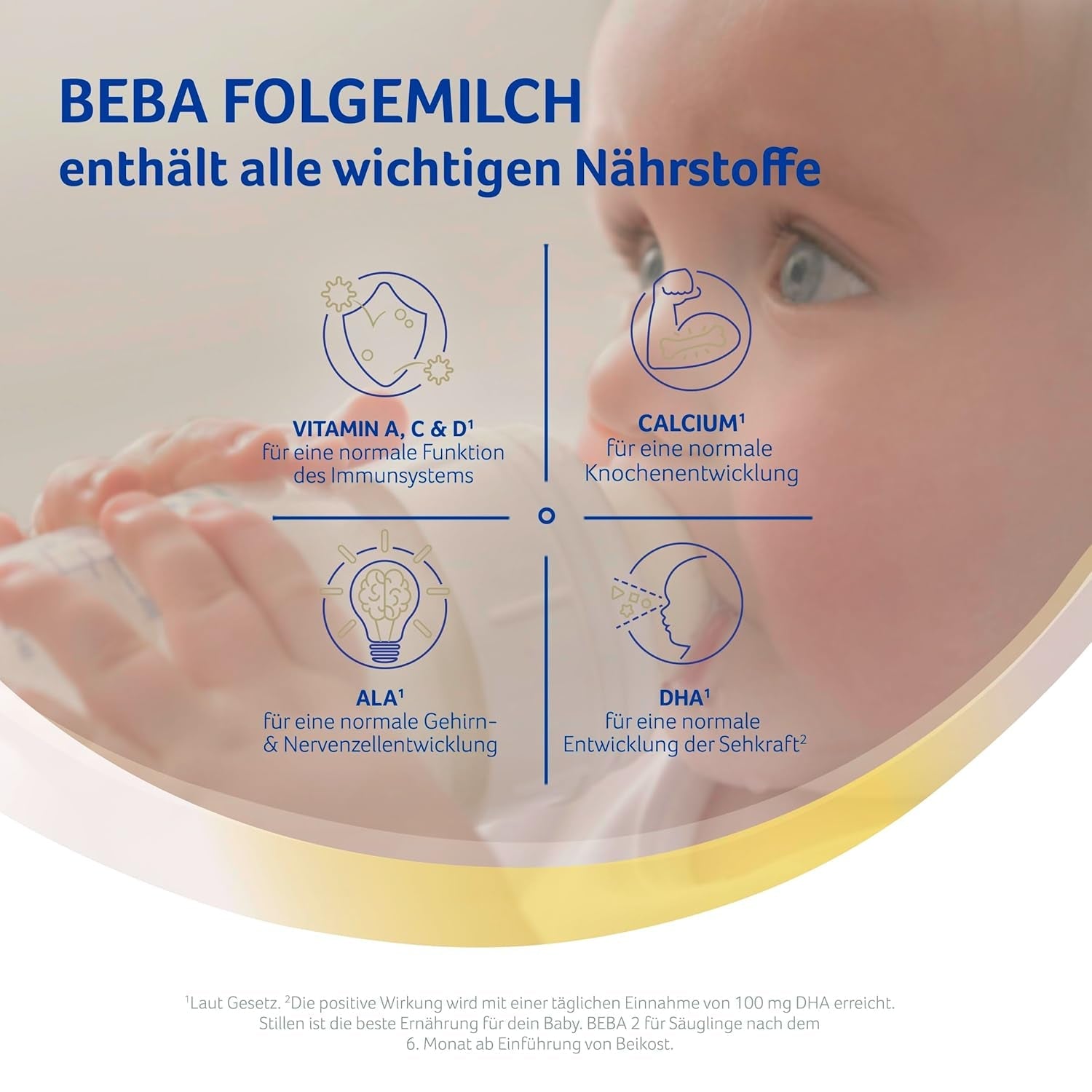 BEBA 2 - Leche de continuación a partir de los 6 meses, con complejo 5 HMO, contenido proteico adecuado a la edad, sin lactosa, sin aceite de palma, sin aceite de pescado, papilla, leche en polvo para bebés, paquete de 3 (3 x 800 g)