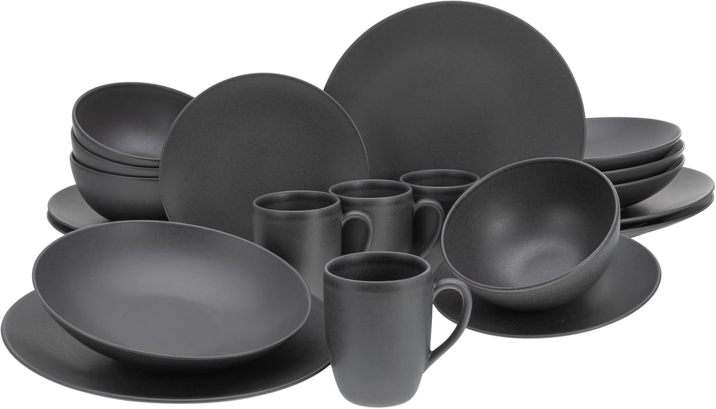 Creatable, 23146, Serie SOFT TOUCH BLACK, Vajilla de 20 Piezas, Servicio Combinado de Porcelana, Apto para Lavavajillas y Microondas, Hecho en Portugal