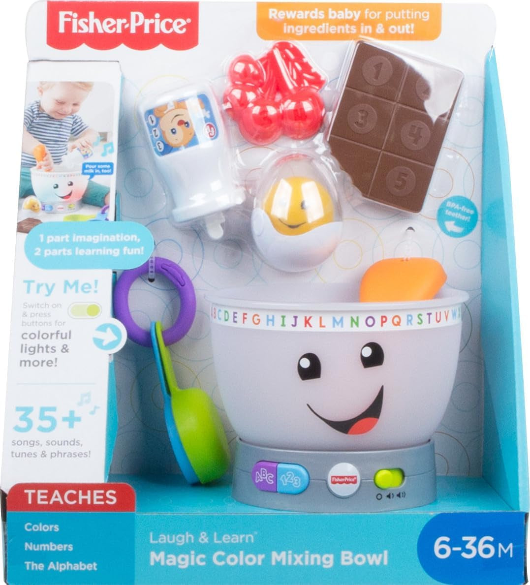 Fisher-Price Juguete Educativo para Bebés Laugh & Learn, Cuenco Mágico de Colores con Música y Luces para 6 Meses+, GJW20 Juguetes para Bebés Naty Shop