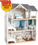 Small Foot Casa de Muñecas Casa Adosada de Madera de 3 Pisos con Frente Abierto y 12 Muebles para 3 Años y Más 11802 Casas de Muñecas Blanco Gris Naty Shop