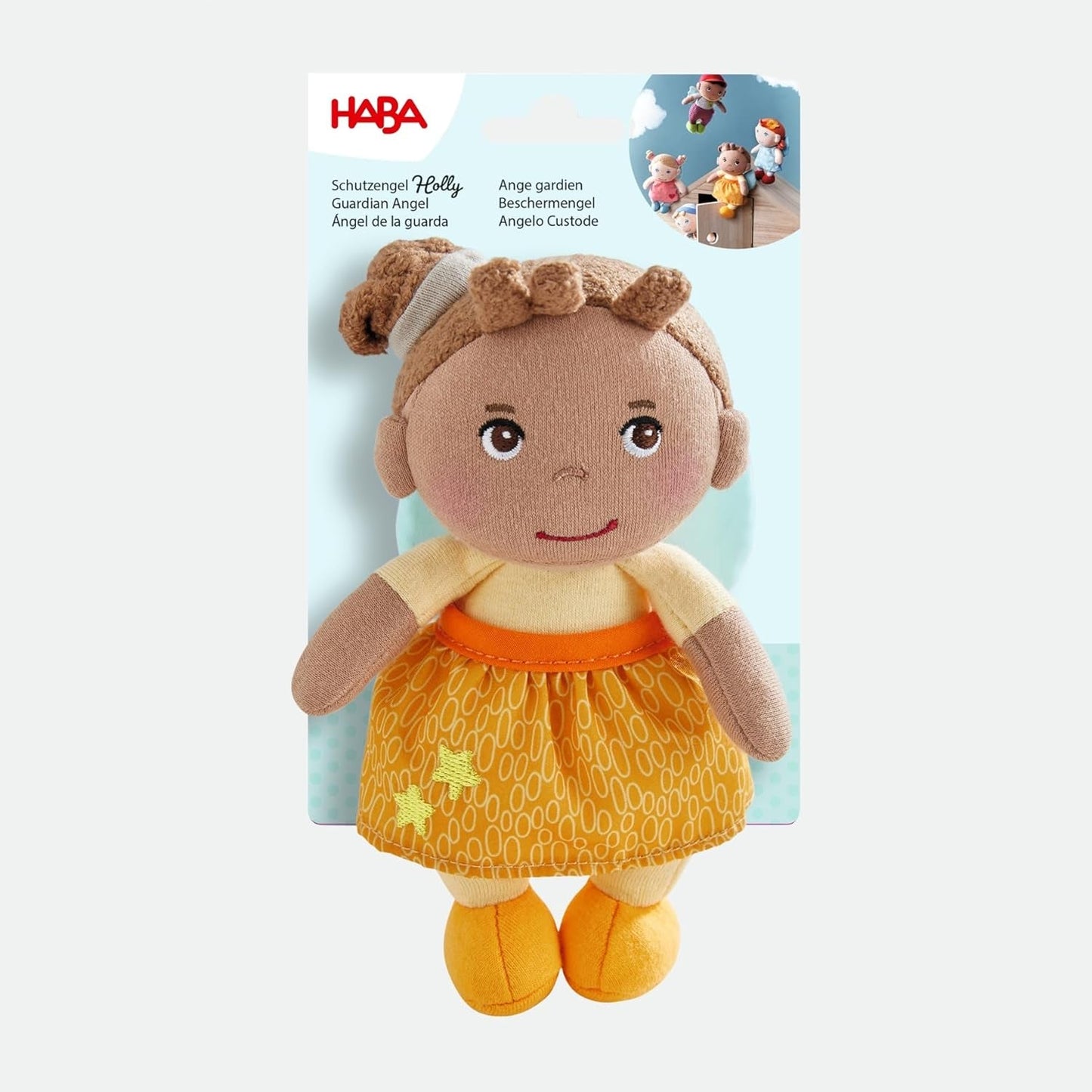 HABA Ángel de la guarda Holly - Muñeca de tela suave (15 cm), regalo de bienvenida perfecto para bebés y niños pequeños - Lavable a 30 °C - 2011871001