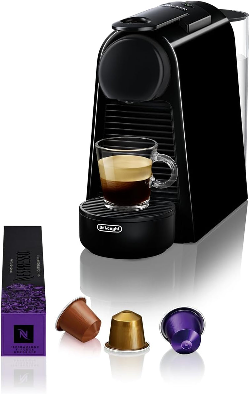 Cafetera espresso con cápsulas Nespresso De'Longhi Essenza Mini, negra | Presión de la bomba 19 bares | Depósito de agua 0,6 l | Para café expreso y pulmón | Pequeña cafetera espresso – Grandes momentos de café | EN85.B