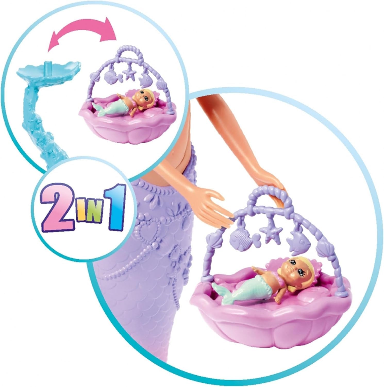 Simba 105733524 - Steffi Love Mermaid Family Muñeca Kevin Sirena Embarazada con Cuna 29 cm Muñecas de Moda Muñecas de Juego para 3 años en adelante