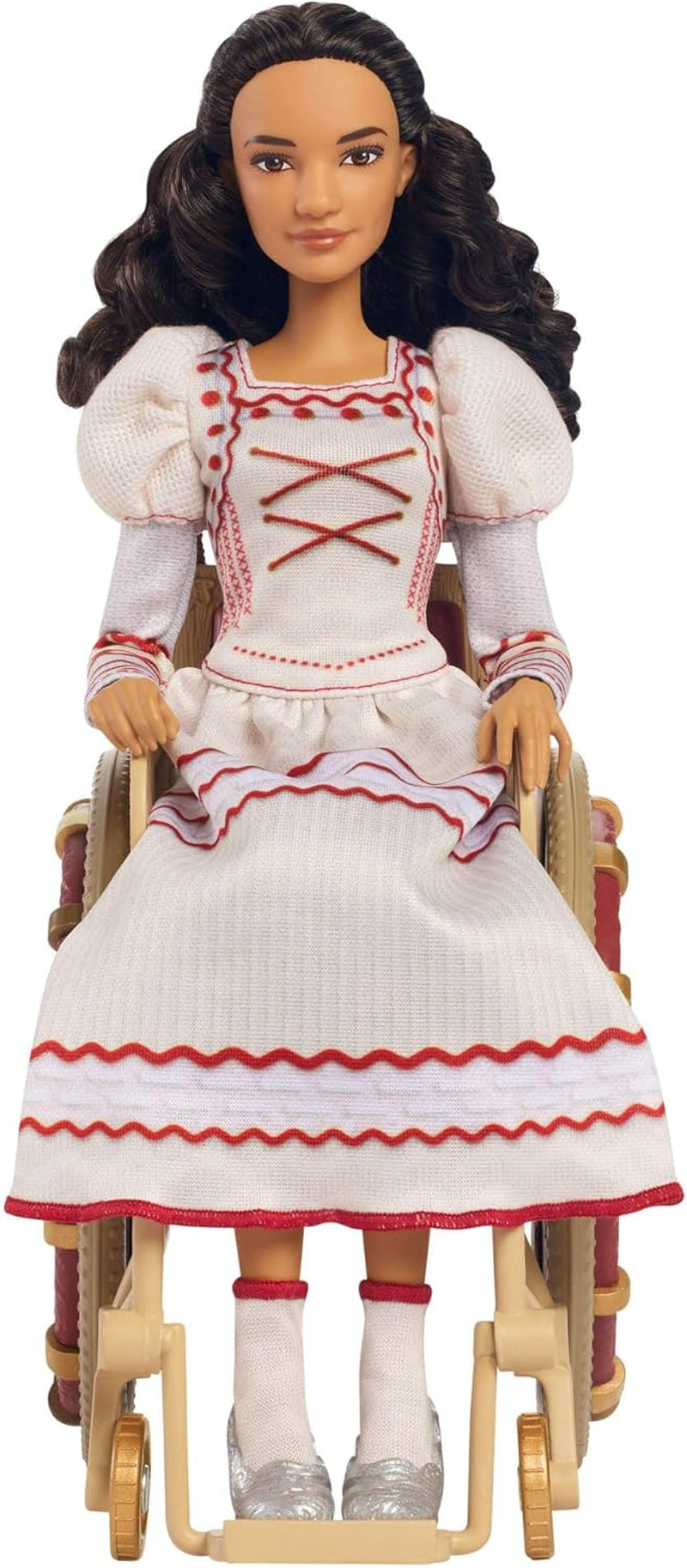 Muñeca de moda Mattel Wicked Nessarose y accesorios, incluida silla de ruedas, con cabello castaño rizado, varias poses y apariencia de vestido de fiesta desmontable, HXY36