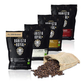 Juego de muestra de granos de espresso 4 x 350 g de granos de espresso | Paquete de descubrimiento/paquete de muestra | Robusta y Arábica | Ideal para dispositivos totalmente automáticos y portafiltros | BARISTA REAL
