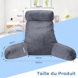 INFANTIA almohada de lectura ergonómica con reposabrazos y respaldo, grande, gris