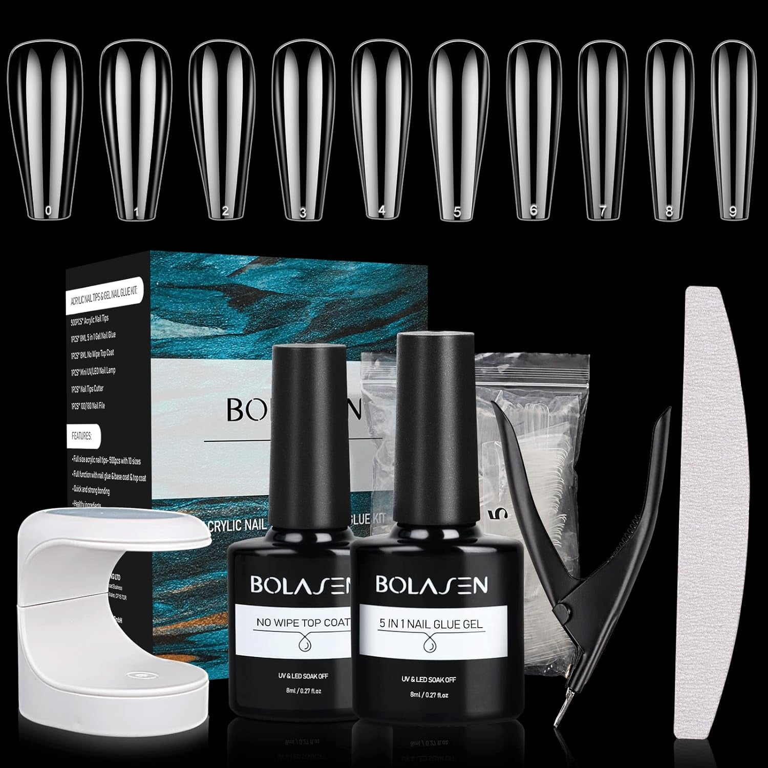 Pegamento para puntas de uñas, BOLASEN Pegamento para uñas extra fuerte, 4 piezas Pegamento para uñas agrietado, Pegamento para uñas, Pegamento para uñas artificial extra fuerte, Pegamento para uñas - 4 * 7 ml